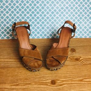 coach cross band high wedge sandal